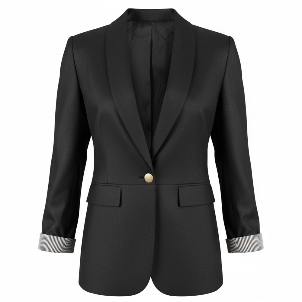 Black Women's Single-Button Suit Jacket